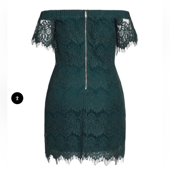 CityChic off the shoulder Bella lace dress emerald size 20 - Picture 4 of 12
